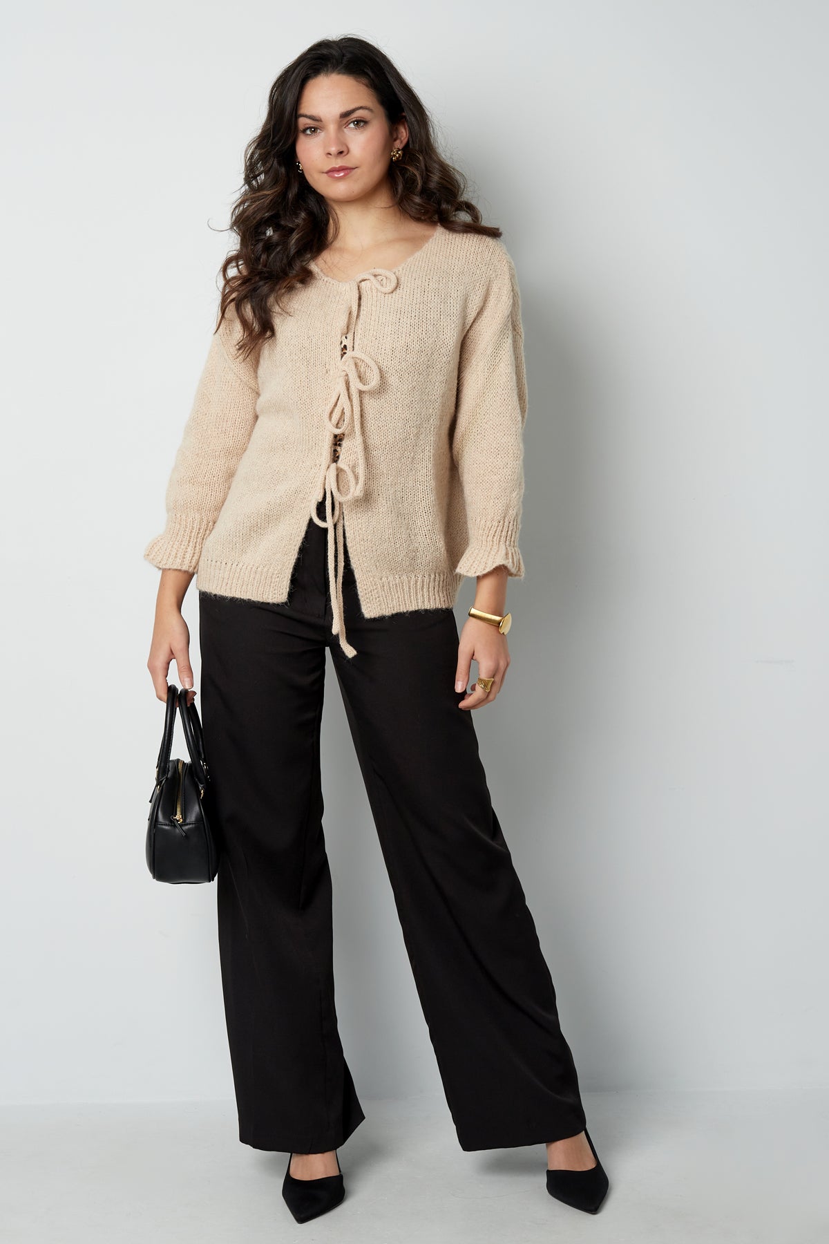 Oversized vest met strikdetail