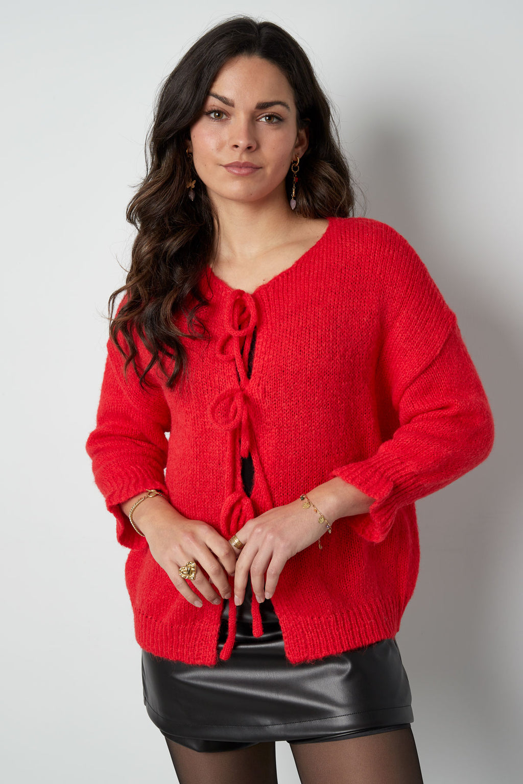 Oversized vest met strikdetail