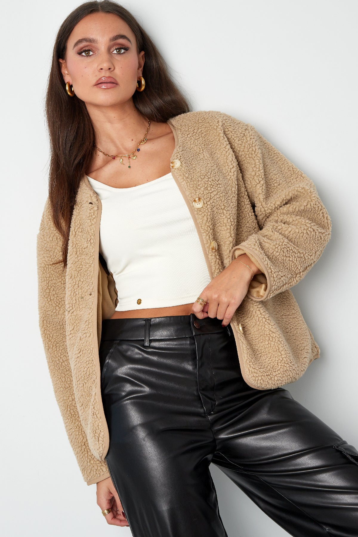 Noor Zachte Teddy Cardigan