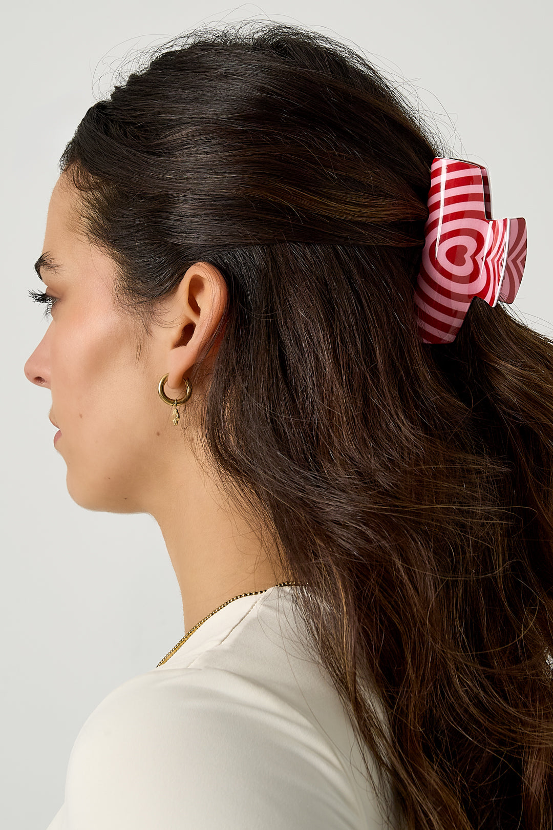 Haarclip met hartjes print