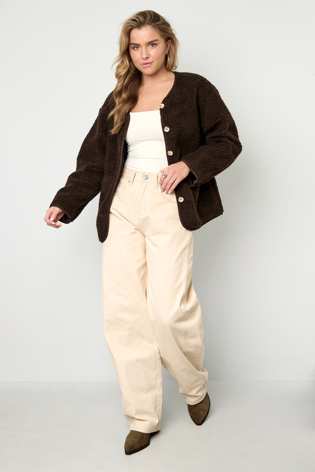 Noor Zachte Teddy Cardigan
