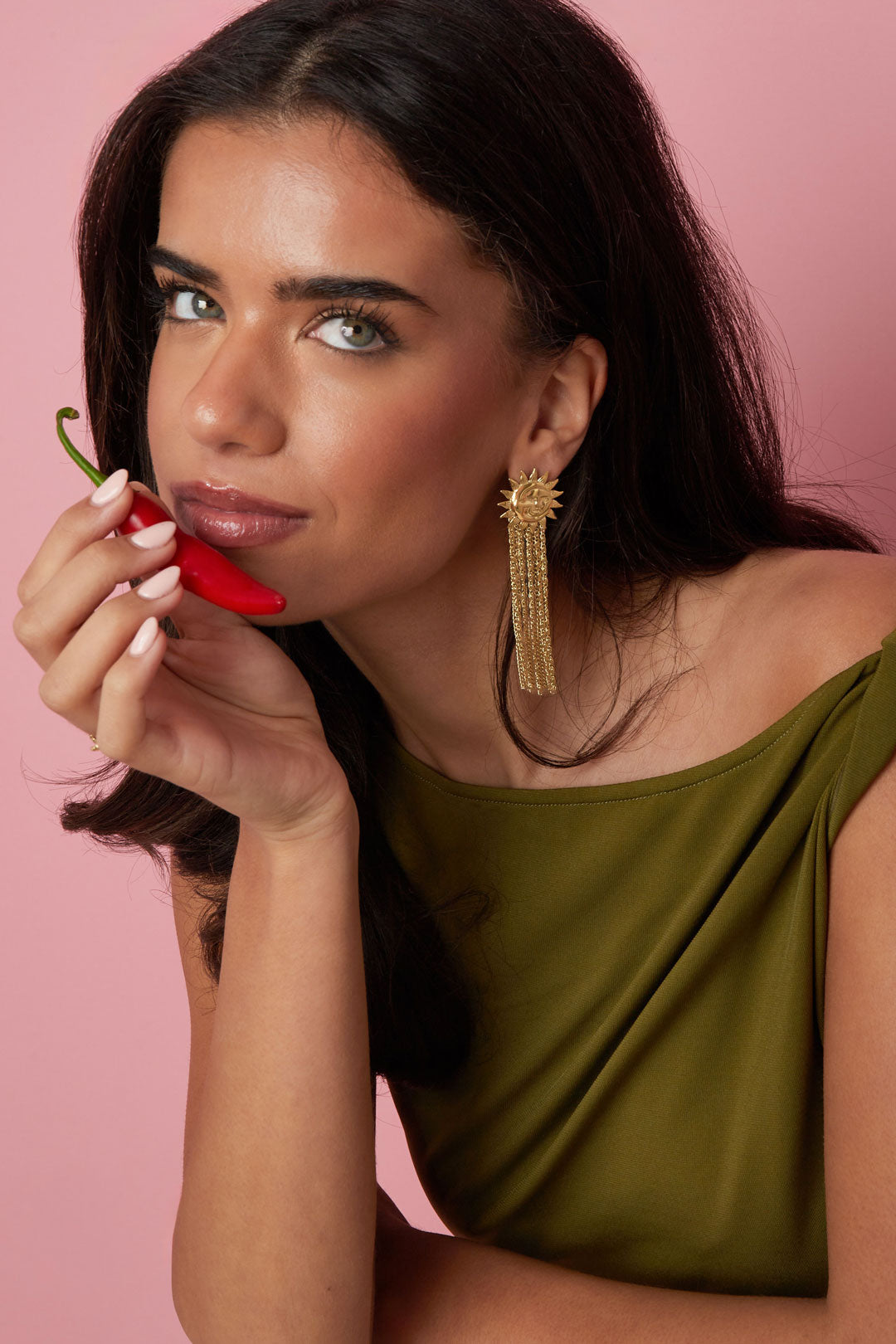 Oorbellen met zon hanger