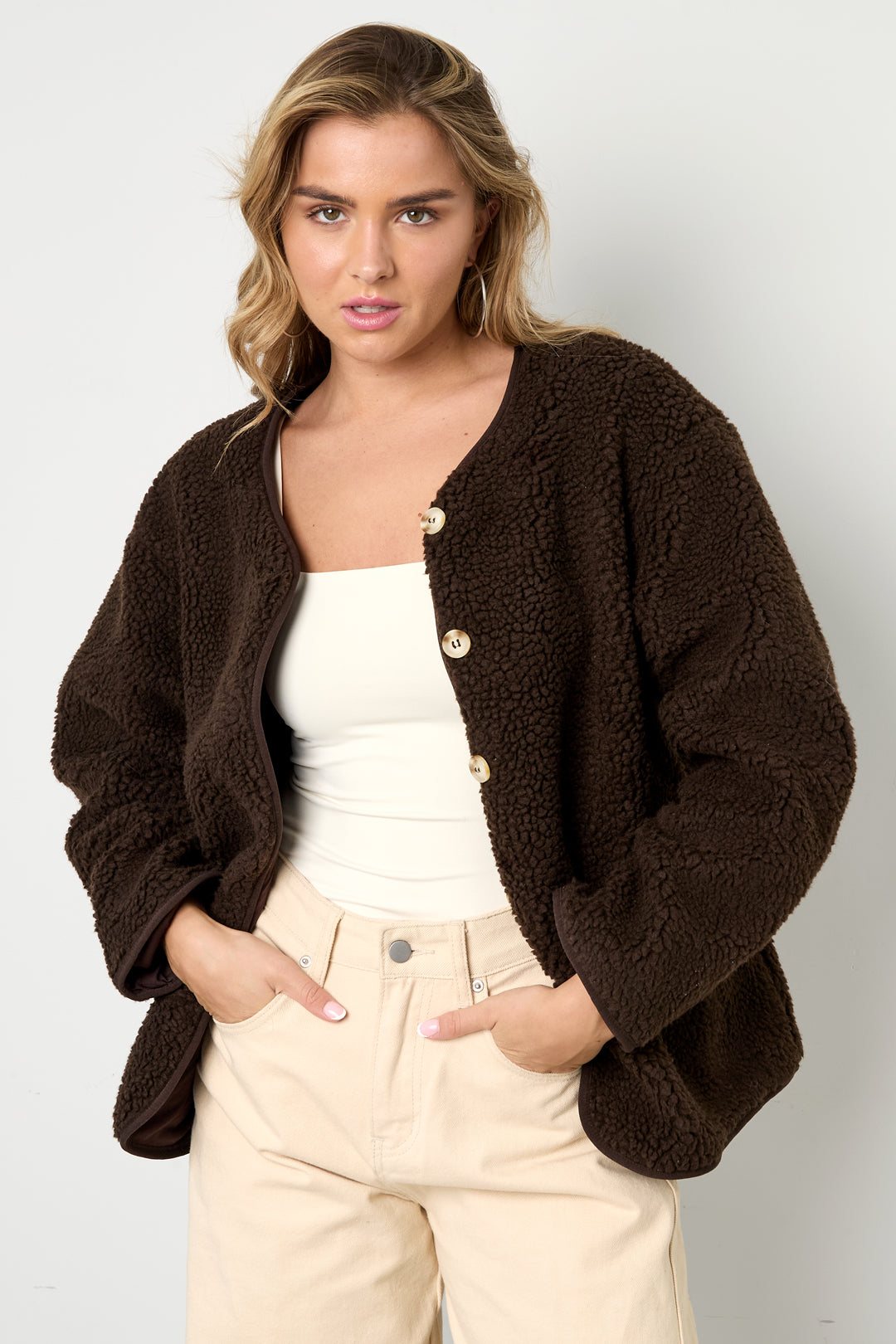 Noor Zachte Teddy Cardigan