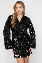 Nina Sequin Wrap Dress