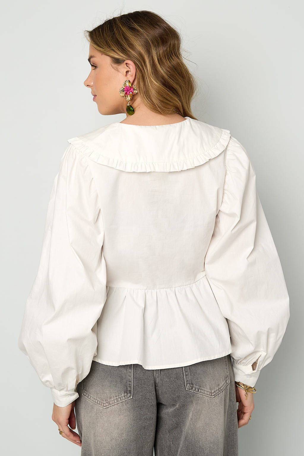 Katoenen blouse met plepum detail