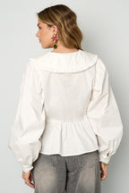 Katoenen blouse met plepum detail
