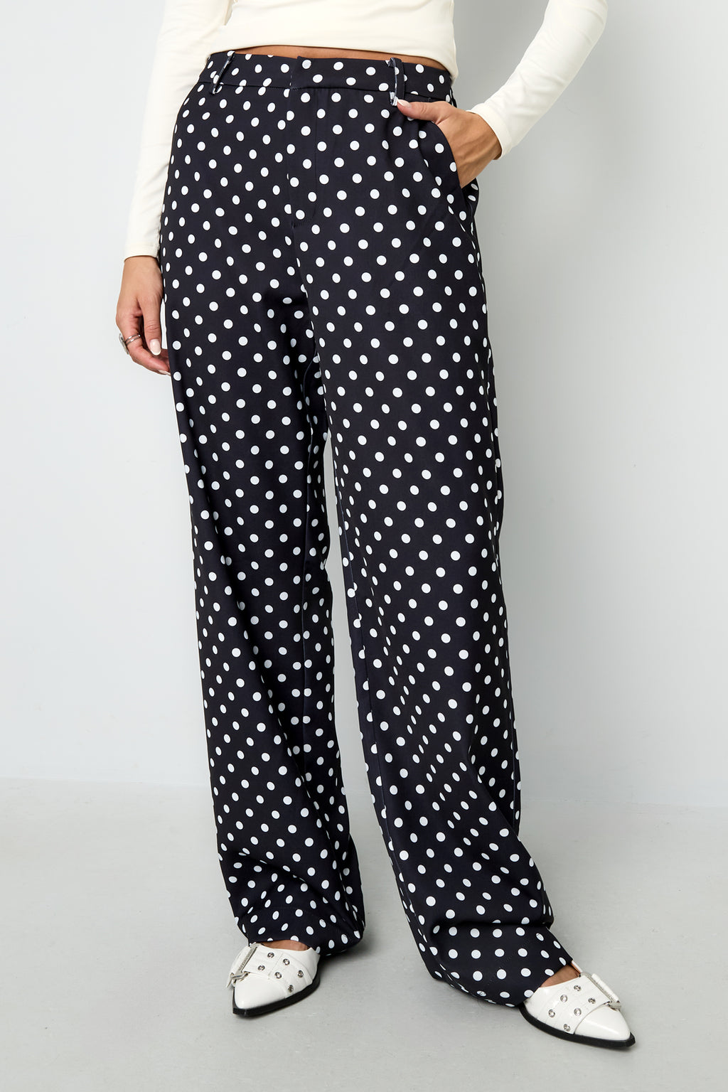 De Mila High-Waist Pantalon met Stippen